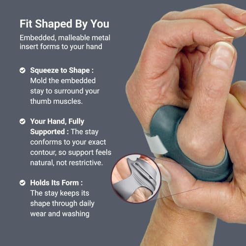 PUSH MetaGrip CMC Thumb Brace for Arthritis Relief, Right Hand Small Grey