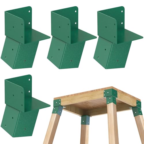 Green Heavy Duty Deer Stand Brackets 4 Pack - Compound Angle Mounts for Outdoor Platforms
