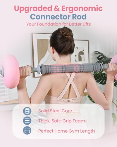 Pink 35LB Adjustable 4-in-1 Dumbbell Set | Kettlebell, Barbell, Plates