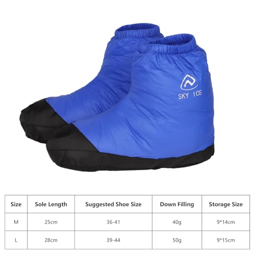 Down Booties Waterproof Warm Socks for Men Women - Blue / Medium