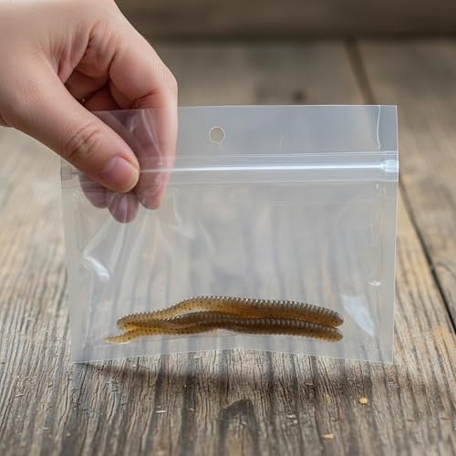 Heavy-Duty Clear Lock Zipper Bait Bags 6.3" x 4.7", Leakproof Dual-Seal for Soft Plastic Lures