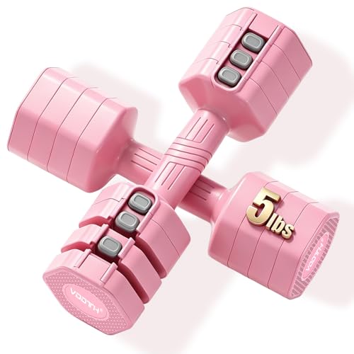Pink Adjustable Dumbbell Set 10LB Pair for Women's Home Workouts