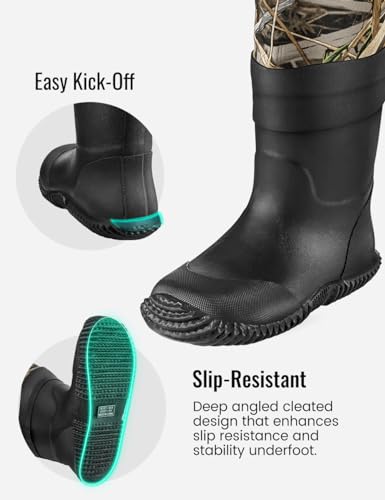 Kids Waterproof Insulated Neoprene Chest Waders for Hunting & Outdoor Adventures - Big Kid 8/9, Camouflage