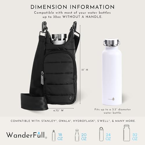 WanderFull HydroBag Water Bottle Holder with Phone Pocket - Black Matte