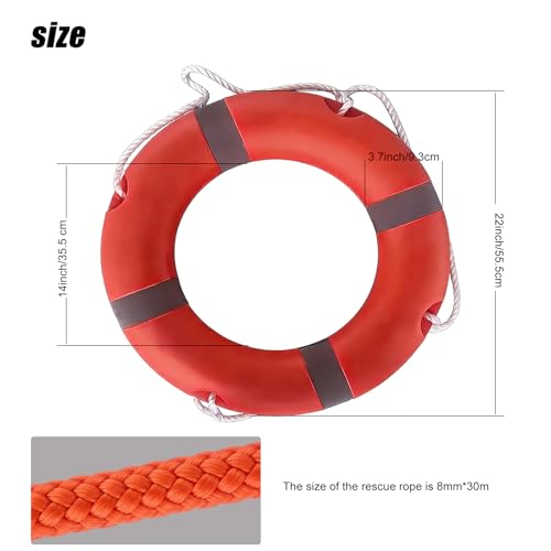 Sekeline 22 Inch Life Buoy Throw Ring Set with 30M Floating Rope & Reflective Tape