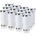 DOMICARE 20oz Stainless Steel Travel Mug Set - Powder White, Double Wall Vacuum Insulated, Bulk 12 Pack