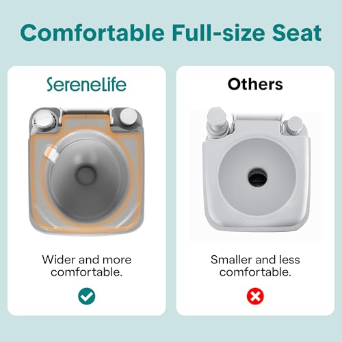 SereneLife Portable Camping Toilet - 5.2 Gallon Moonwhite Model with Detachable Waste Tank