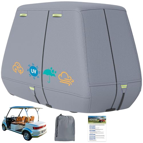 800D Waterproof Golf Cart Cover 4 Passenger Gray, 112x48x68 Inches