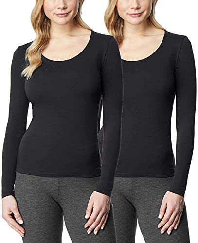 32 Degrees Women's 2 Pack Ultra Light Thermal Baselayer Scoop Top - Black Small