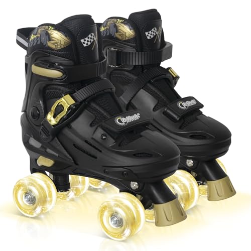 Kids Adjustable Roller Skates with Racing Car Design, Size Large - Indoor Outdoor Gift