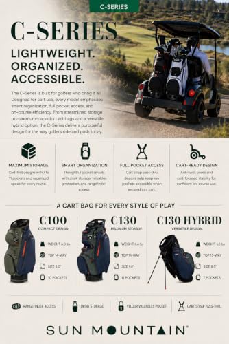 Sun Mountain Men's C130 Cart Golf Bag 2026 Model Black Steel Red