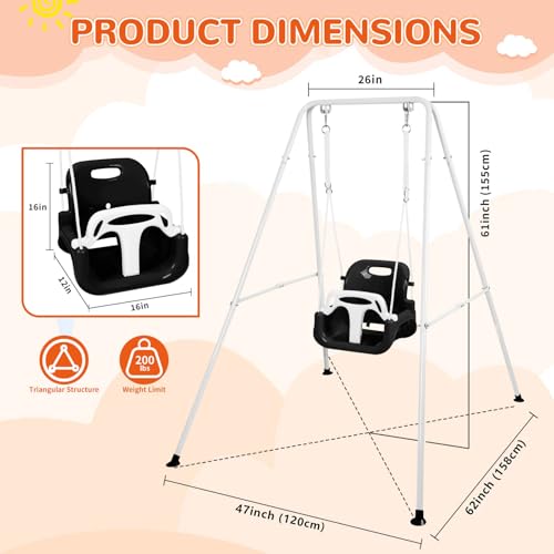 Bighaki808 White 3-in-1 Toddler Swing Set Indoor & Outdoor Heavy Duty