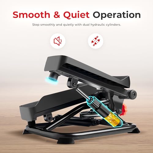 Sunny Health & Fitness Mini Stepper with LCD Monitor & Adjustable Step Height - Black