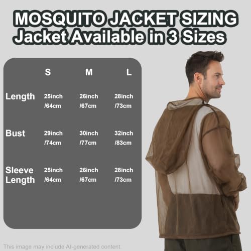 Aventik No-See-Um Mesh Mosquito Jacket with Zipper - Large Outdoor Insect Protection