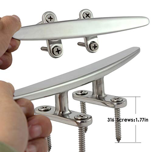 8 Inch Stainless Steel Dock Cleats - Marine Boat Mooring Hardware, 6 Pack