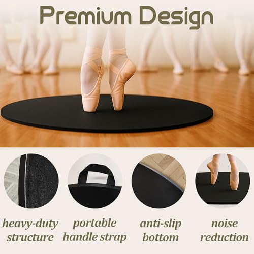 32-Inch Portable Round Ballet Dance Floor - Black, Wood Surface, Studio & Home Use