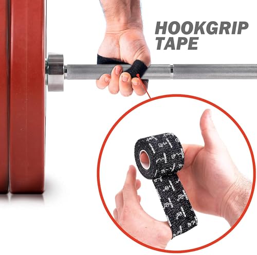 Premium Weightlifting Thumb Tape - Hook Grip Wraps for Powerlifting & Cross Training - 24 Rolls Black