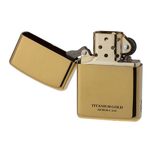 Zippo Armor Titanium Coating Gold Lighter - Scratch-Resistant & Durable