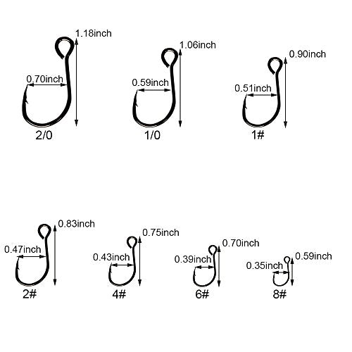 6# Fishing Hooks - 30 Pack Inline Single Replacement Hooks for Baits & Lures