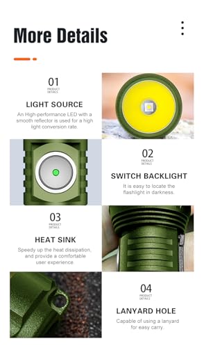 Mini Keychain Flashlight 700 Lumens with USB-C Charging - Green - NANO V3
