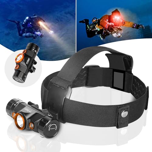 ORCATORCH TD01 Diving Headlamp - Dual-Color 1200 Lumens, Waterproof Underwater Light
