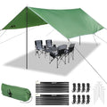 Extra Large Waterproof Camping Tarp 10x15ft with Poles Heavy Duty UV Block & All-Weather Shelter