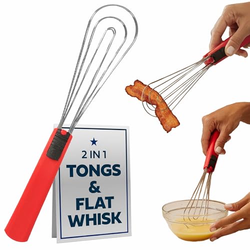 Red 6-in-1 Multipurpose Cooking Tongs - Kitchen Utensils, Whisks & Salad Serving