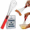 Red 6-in-1 Multipurpose Cooking Tongs - Kitchen Utensils, Whisks & Salad Serving