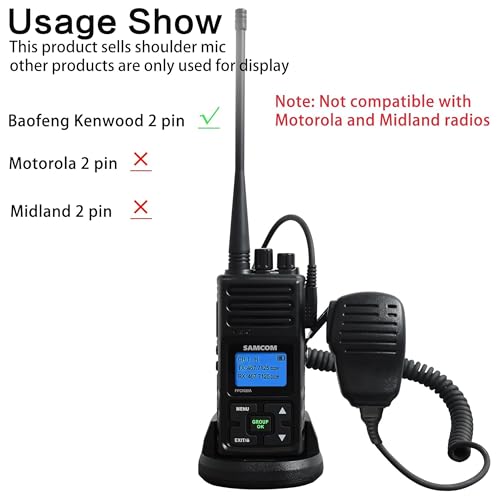 SAMCOM 6 Pack Walkie Talkie Shoulder Microphones with PTT for Two-Way Radios