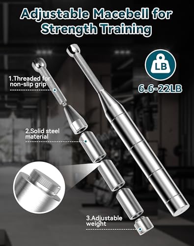 22LB Adjustable Macebell for Strength & Functional Training - Indian Club Weights