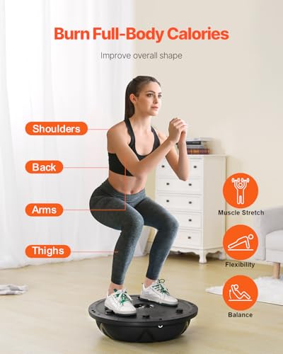 Half Exercise Ball Trainer 23/26 Inch Balance Ball with Resistance Bands & Pump
