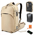 Beige 40-60L Vacuum Travel Backpack with Removable Hip Belt & Pump - Zurligi 60L Expandable Carry-On