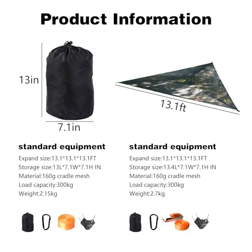 13ft Multi-Person Triangle Camping Hammock with Straps & Storage Bag