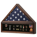 Veteran Flag Shadow Box 5x9.5 Solid Walnut Display Case - Medium Walnut Finish
