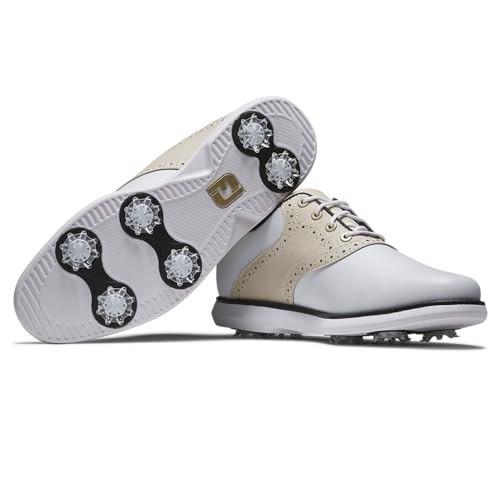 Golf Shoes Women Waterproof Performance Style with Clear Variation - 8.5 White Tan Black