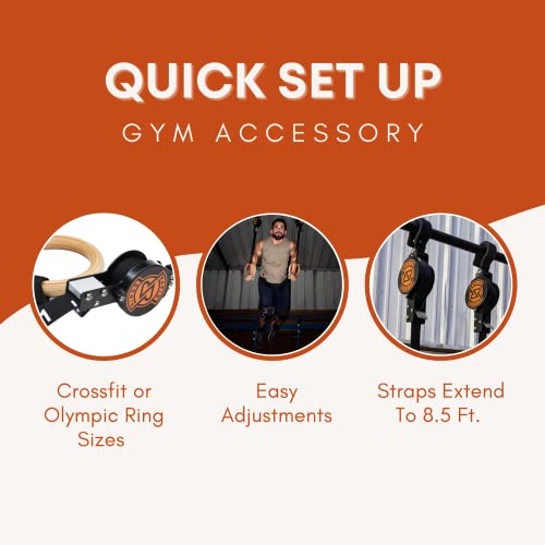 Portable Gymnastics Rings with Adjustable Straps - Wooden Workout Set
