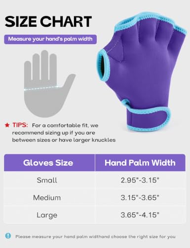 Water Resistance Swim Gloves for Aquatic Training - Purple/Teal Medium