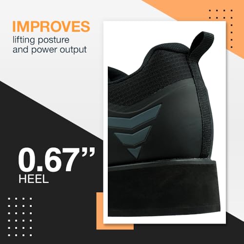 CORE Weightlifting Shoes - Squat & Powerlifting Shoes for Men Women 12.5 Women / 11 Men Black
