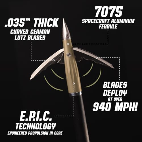 125 Grain Bowmar Archery Beast Broadheads - Fast Deploying Mechanical, Sharp Penetration, Practice Tip Included