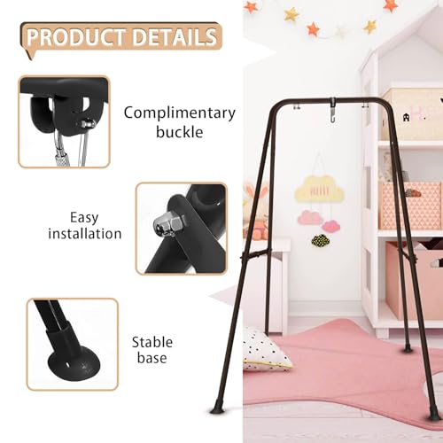 Kids Swing Stand A-Frame Foldable Metal Frame Black - Safe, Stable Play