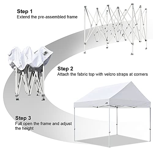 Eurmax 10x10 White Pop Up Canopy Tent with Rolling Storage Bag & Sandbags