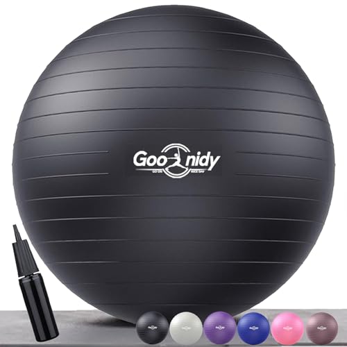 Black Exercise Ball 19-22 Inch Pilates Yoga Ball Chair with Pump