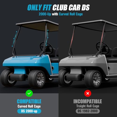 ENEKERP Clear Golf Cart Windshield for Club Car DS 2000+ Tapered Struts Fold-Down Impact-Resistant