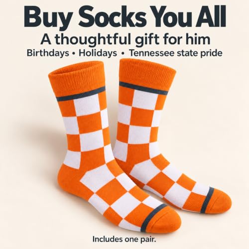 Tennessee Checkerboard Orange and White Men's Socks - University of Tennessee Fan Gift