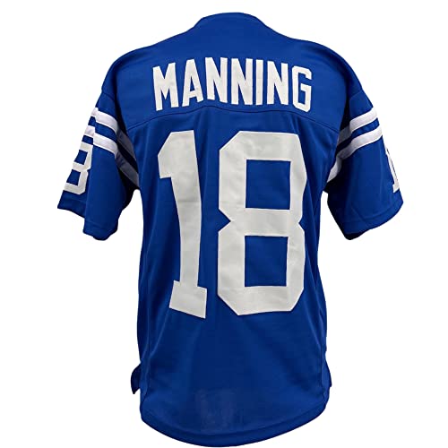 Peyton Manning Indianapolis Blue Jersey - Unisex Adult Sizes S-5XL, Custom Sewn, Stitched - Large
