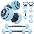 Blue PASYOU 5-in-1 Adjustable Dumbbell Set 45lbs for Home Gym, Kettlebell, Barbell & Push-Up Handles