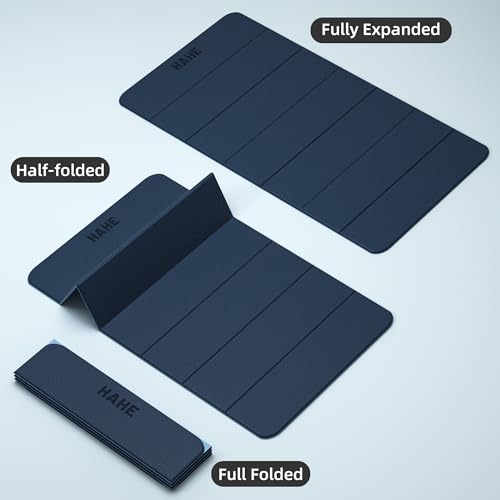 Extra Wide Fitness Exercise Mat 75x40 Inch, Foldable Non-Slip TPE Workout Mat - Navy Blue & Mist Blue