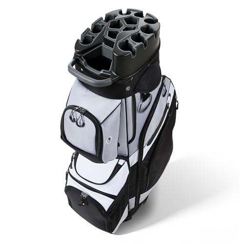 VEVOR Gray Golf Cart Bag with 14-Way Divider, Rain Hood & Storage Pockets