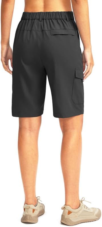 Skiennix Women's Hiking Golf Shorts - Lightweight Quick-Dry Cargo Bermuda with 5 Pockets, Knee Length