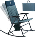 Blue 1 Pack Adjustable Camping Rocking Chair with Padded High Back & Anti-Tip Support
